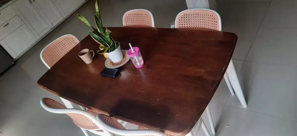 dijual kursi + meja makan lengkap, kursi dapat 5pcs