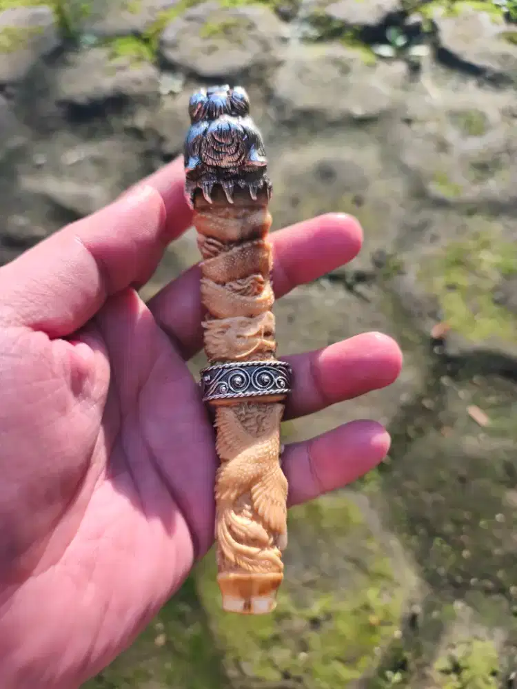Pipa antik ikat perak 15cm