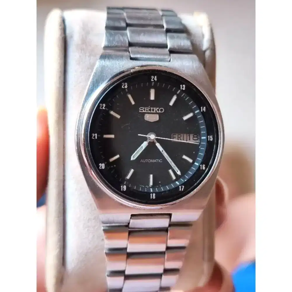 JAM TANGAN SEIKO 5 AUTOMATIC 6309 BLACK DIAL VINTAGE RANTAI ORIGINAL