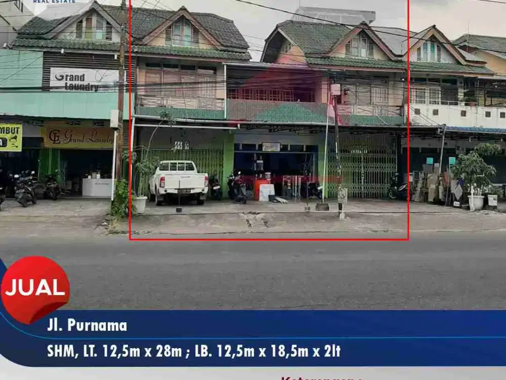 Dijual ruko Purnama ukuran besar - halaman luas & sangat cocok untuk usaha