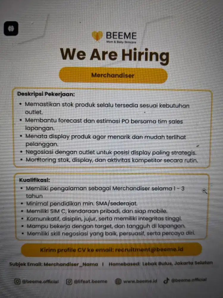 Merchandiser Sales Jakarta