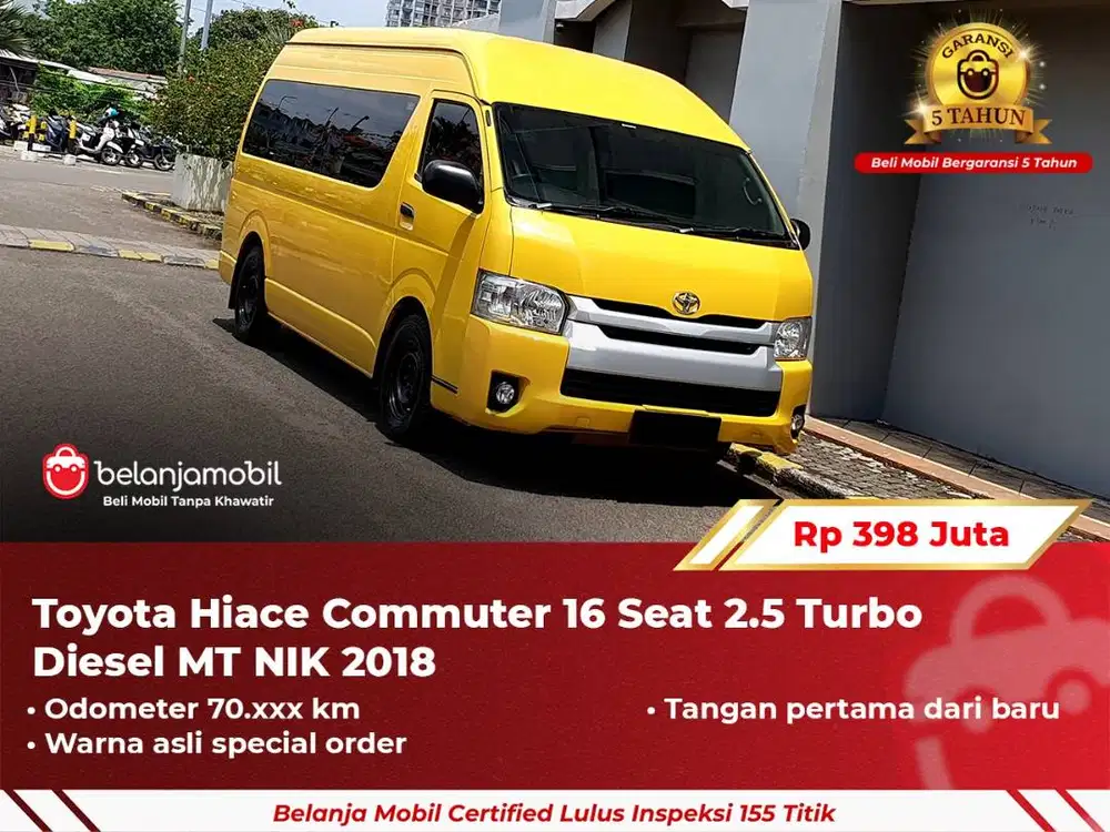 [ GARANSI 5TH ] Toyota Hiace Commuter 16 Seat 2.5 Diesel MT 2018/2019