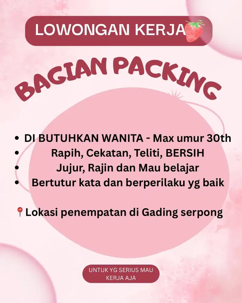DIBUTUHKAN BAGIAN PACKING DAN HOST LIVE