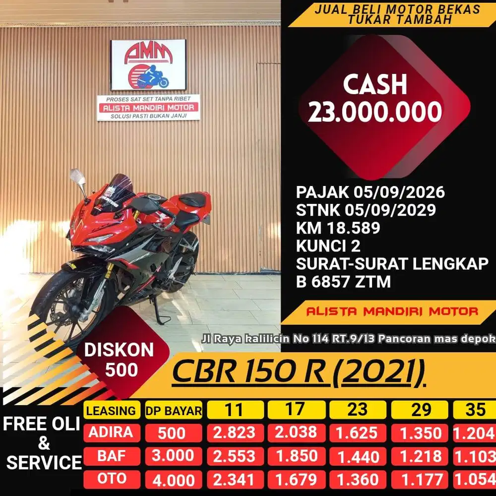 DP 500 BISA BAWA PULANG MOTOR CBR 150 TH 2021 PAJAK ON PLAT DEPOK