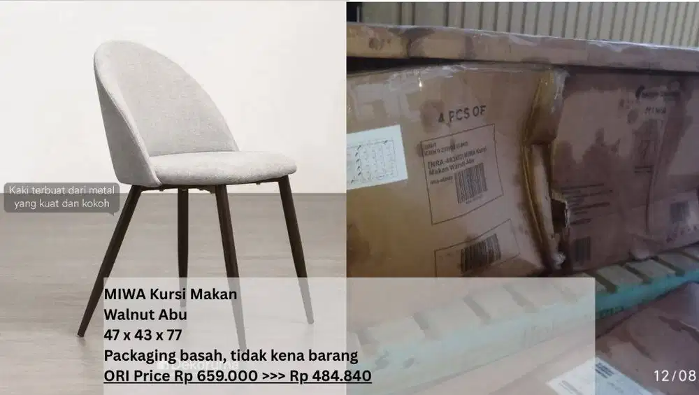 MIWA Kursi Makan Walnut Abu (I-884209)