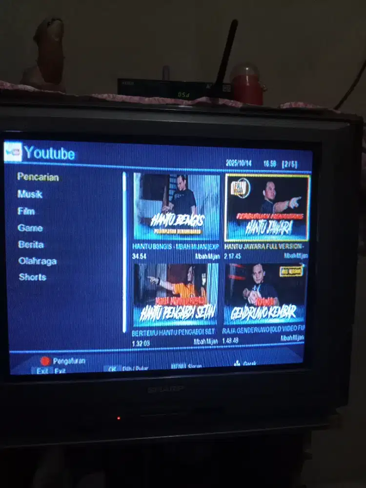 JUAL BUTUH TV TABUNG SHARP + STB MATRIX APPLE MERAH WIFI