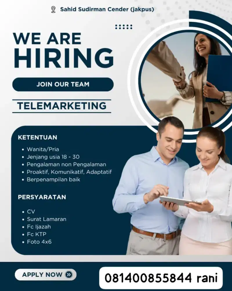 Dibutuhkan banyak staff marketing