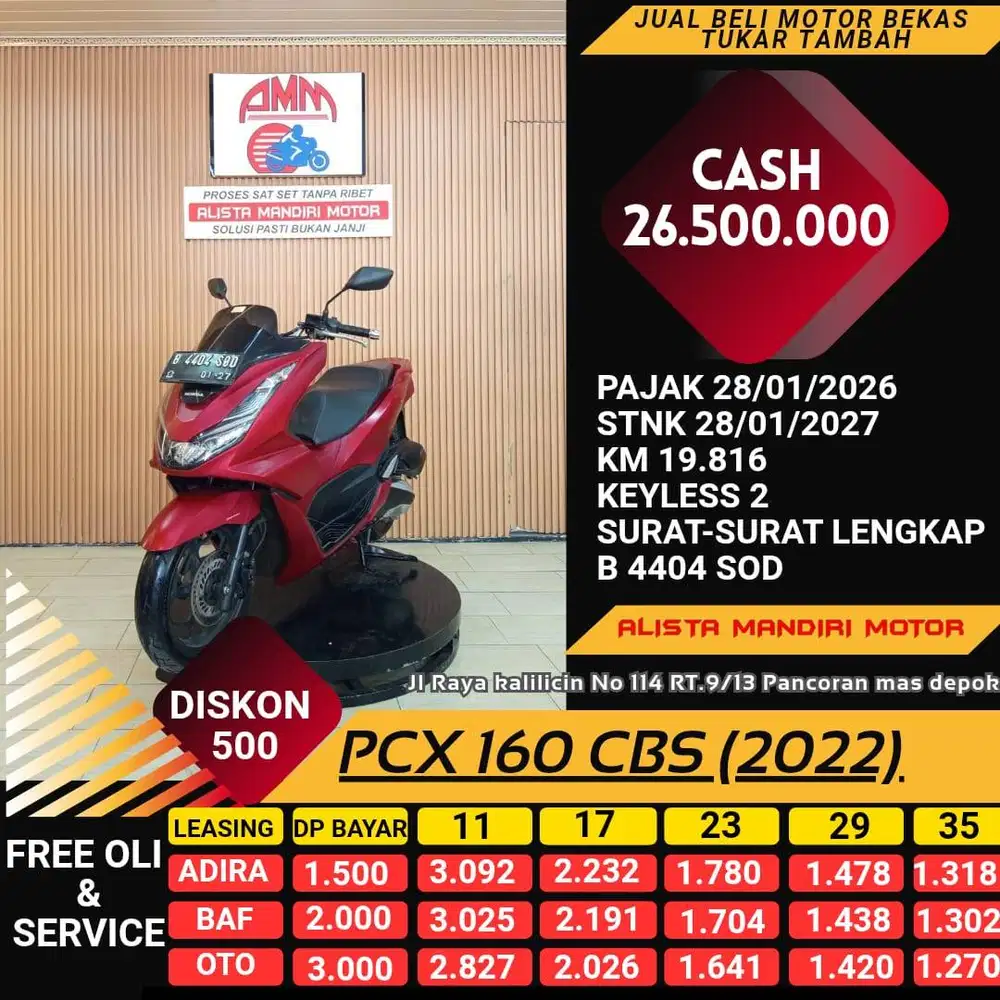 PCX 160 CBS 2022 PAJAK HIDUP CC 0% KREDIVO TOKPED SPAYLETTER INDODANA
