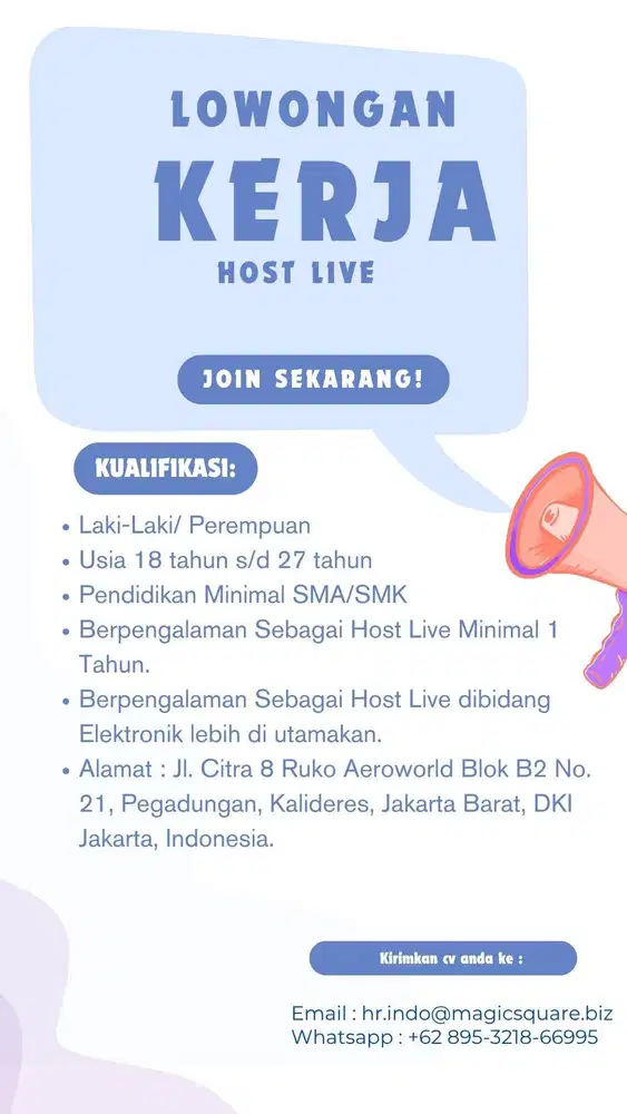 Dibutuhkan Segera Host Live