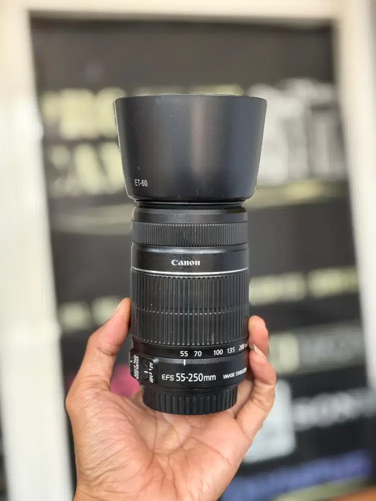 Canon EFS 55-250mm IS II Mulus Tajam Bonus Hood