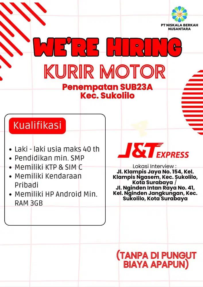 Lowongan Kerja Kurir J&T Express