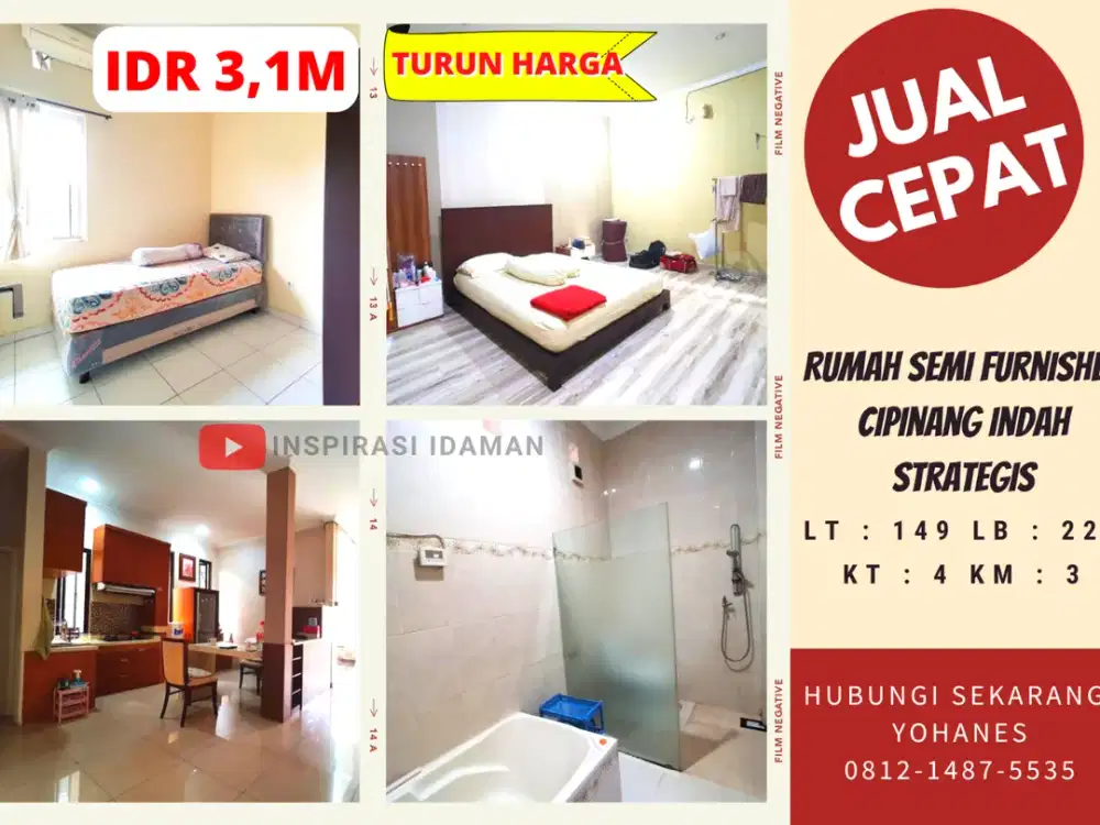 Rumah Cipinang Indah Lokasi Strategis Semi Furnished