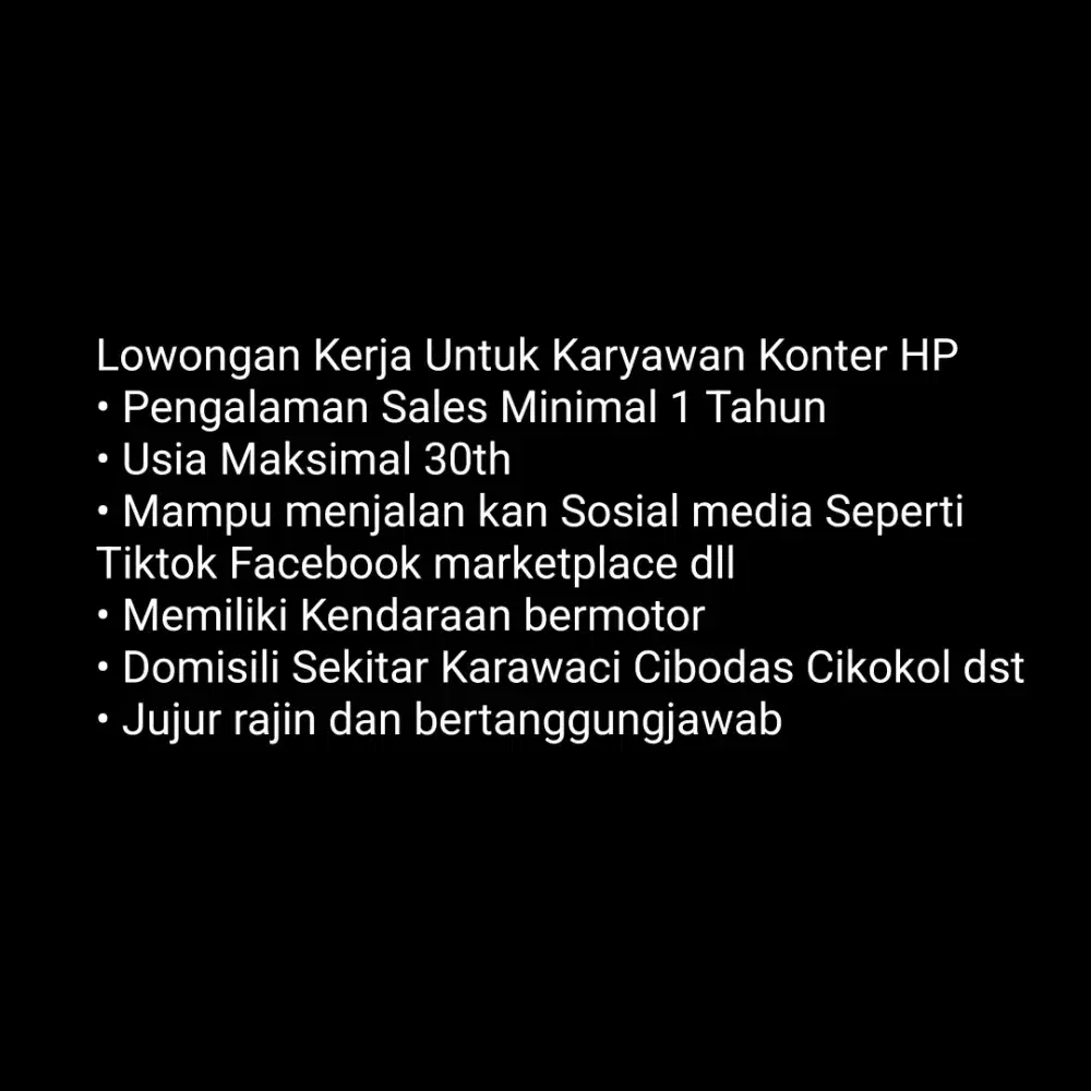 Dibutuhkan sales konter HP