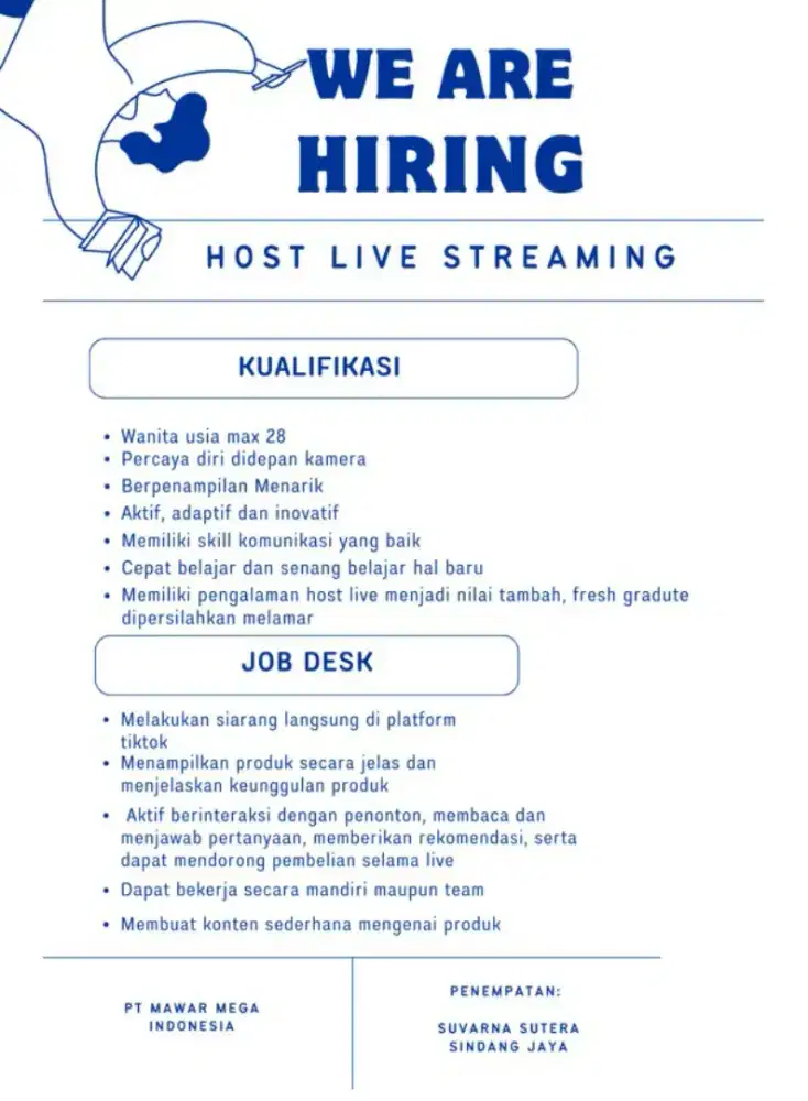 Lowongan Kerja Host Live Streaming di Butuhkan Segera
