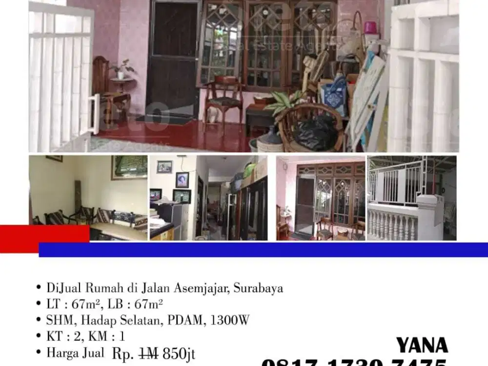 DiJual Rumah di Jalan Asemjajar, Surabaya