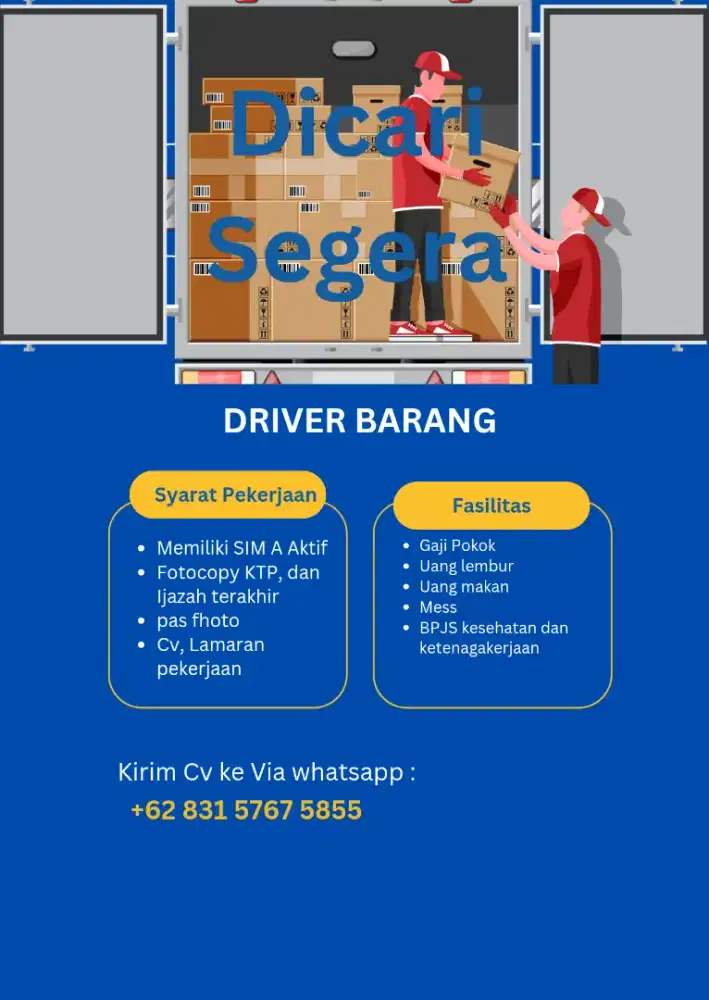 Lowongan kerja Driver barang