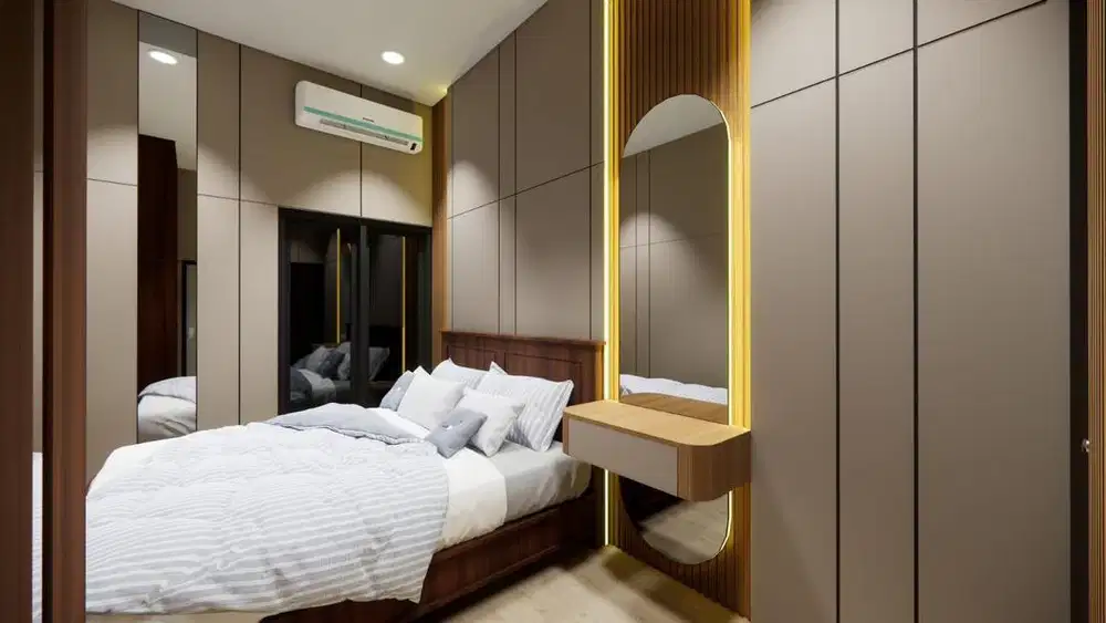 interior desain kitchen set kamar set wardrobe lemari backdrop tv