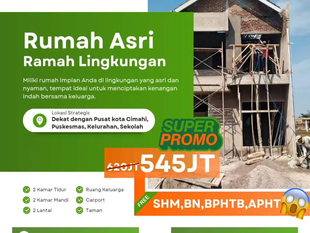 Rumah Asri? Hanya Di Harmony Village Diskon 75Jt Dapat 2 Lantai