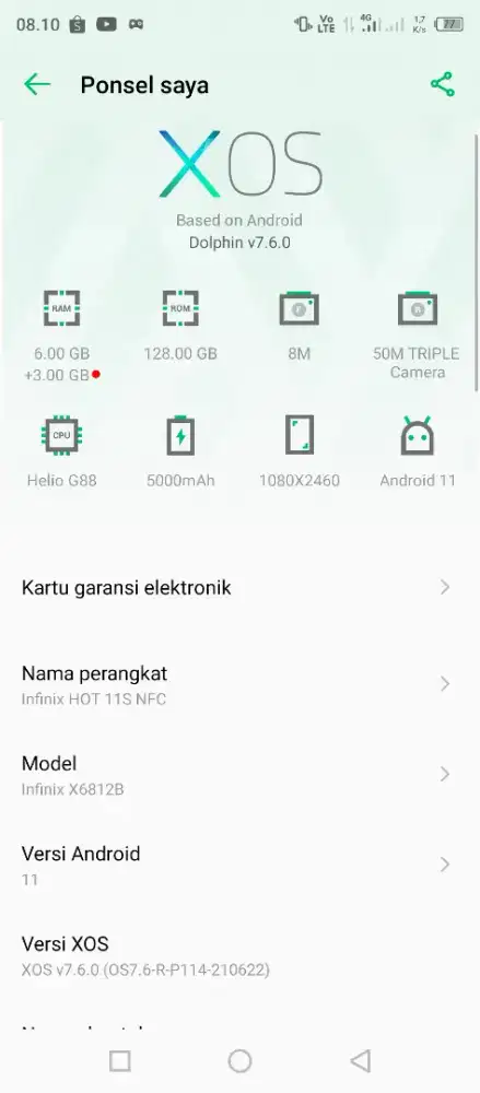 Infinix hot 11s nfc ram 6+3