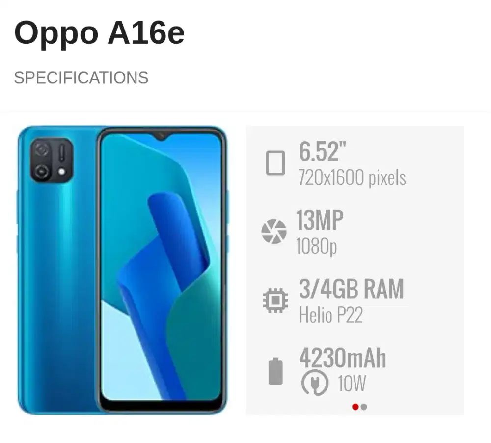 Oppo A16E 3/32 Mulus Nett 500rb Pass. Lok.Kalimalang