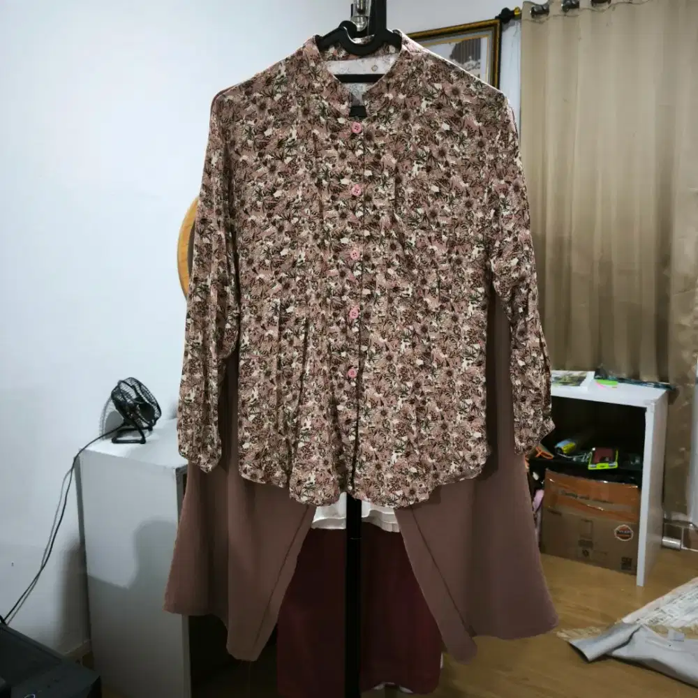Setelan Atasan Celana One Set Mocca Bunga L Baju Tidur Fashion