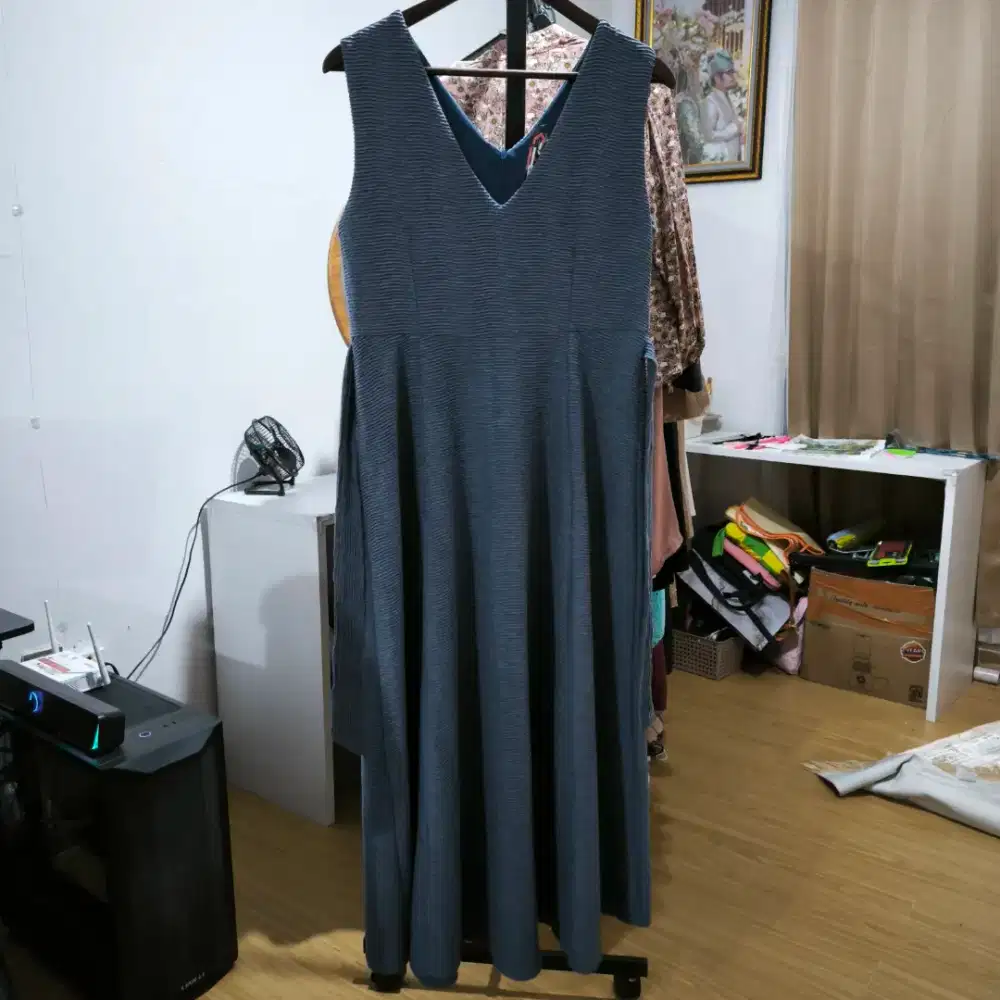 Dress Outer Biru Jeans Gamis Muslimah Tebal Second