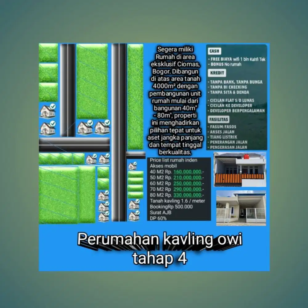 Rumah indent dan tanah kavling murah