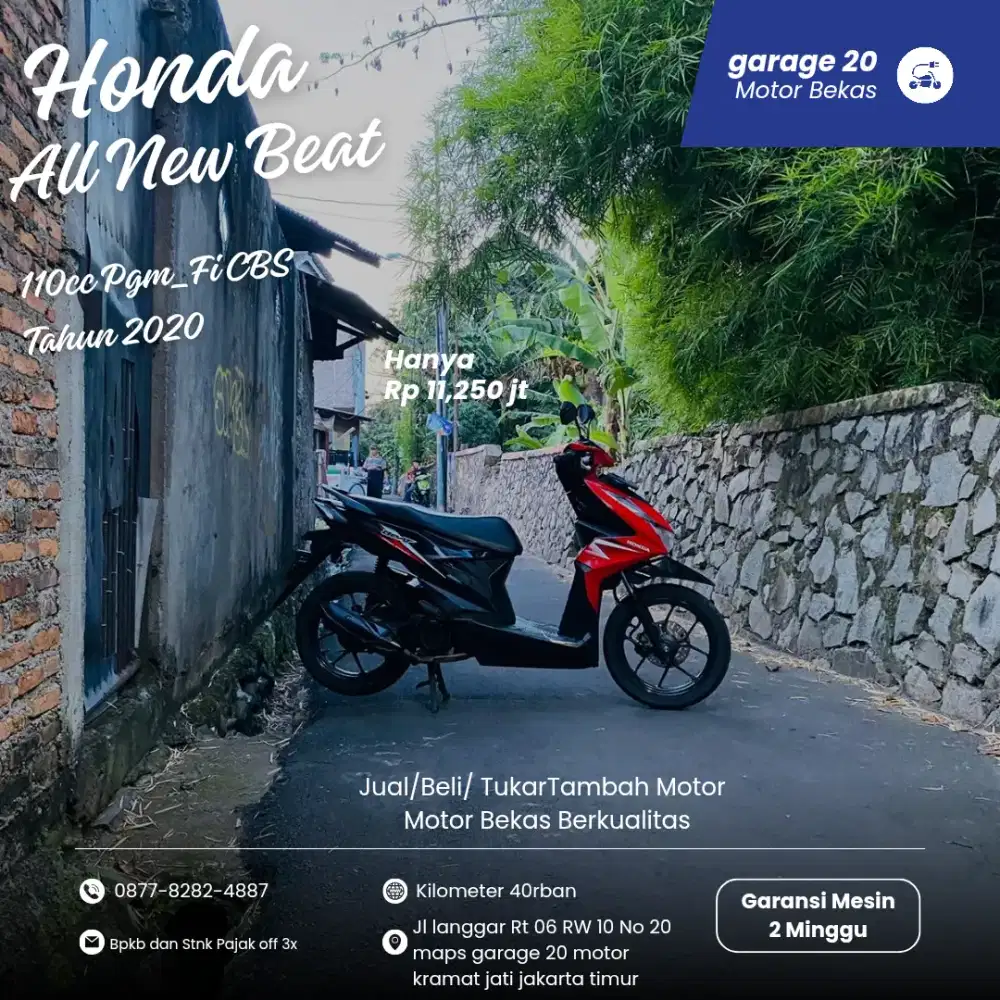 Honda Beat New 110cc Pgm_Fi CBS tahun 2020 Pajak Off