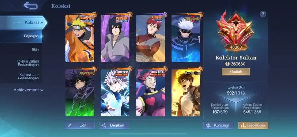 Jual akun mobile legends Sultan Collector