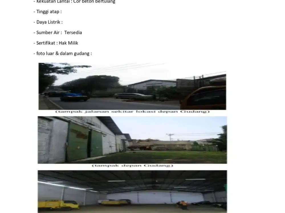 Dijual Gudang dan Pabrik Berlokasi Strategis di Bekasi - Jawa Barat