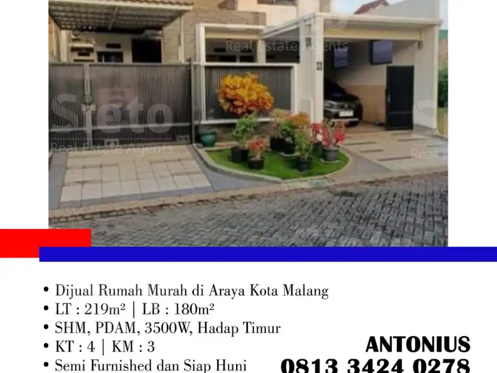 Dijual Cepat Rumah Siap Huni dan Asri dengan Harga Murah di Araya Kota Malang