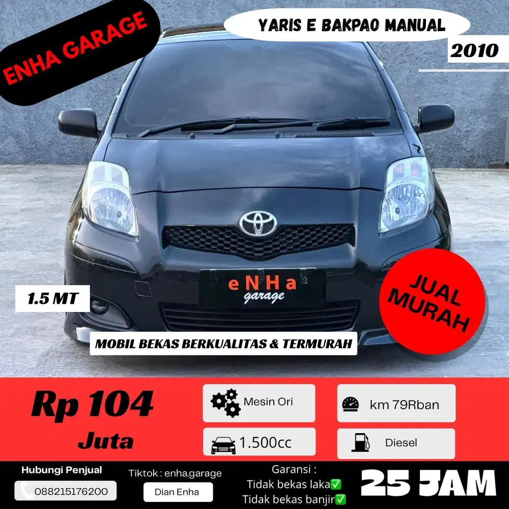 Yaris E Manual 2010,Top Condition,Plat H