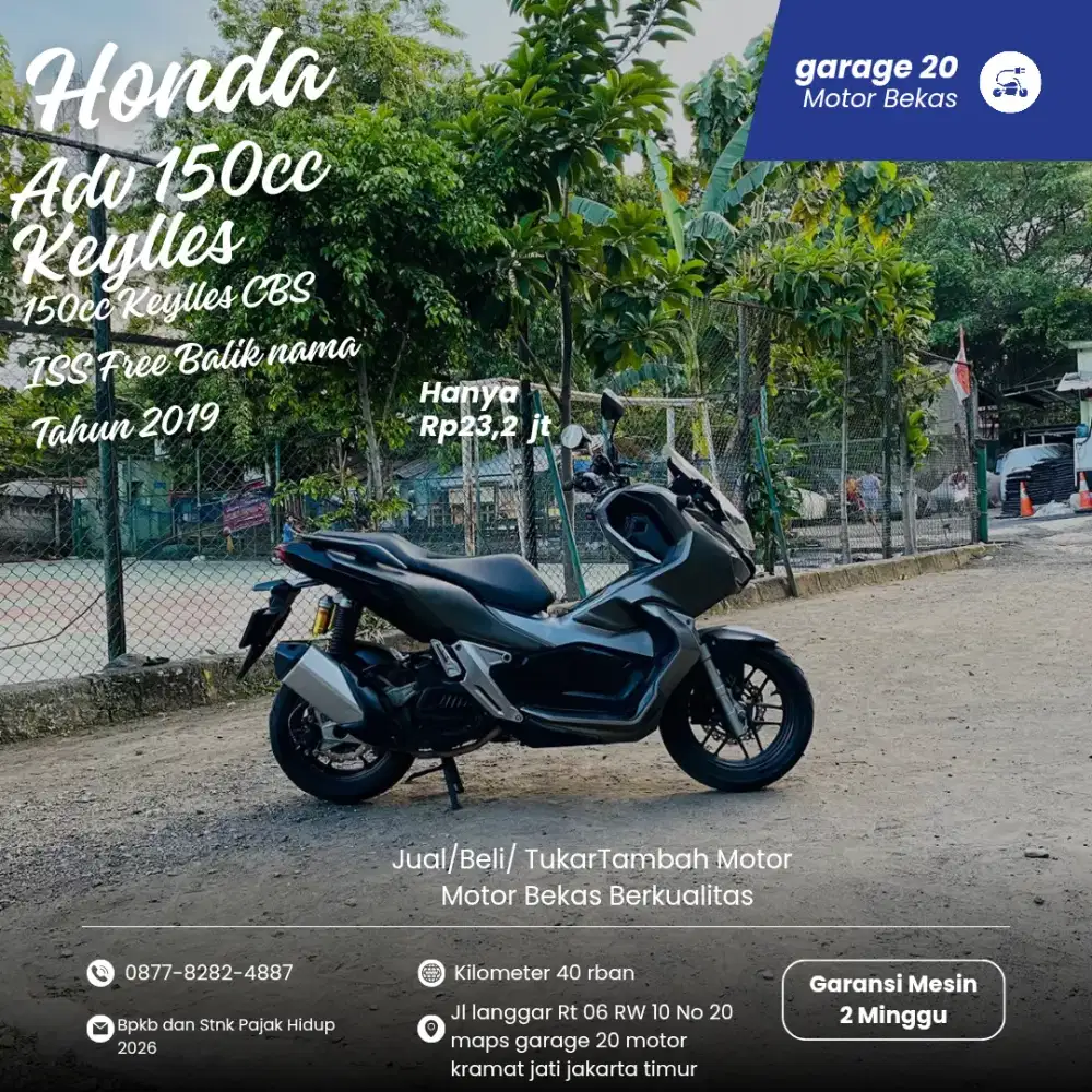 Honda Adv 150cc CBS Keylles Free Balik nama Tahun 2019 Pajak Hidup