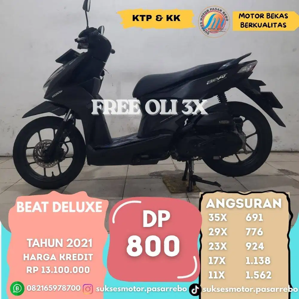 HONDA BEAT DELUXE TAHUN 2021 BISA CASH KREDIT ATAU TUKAR TAMBAH