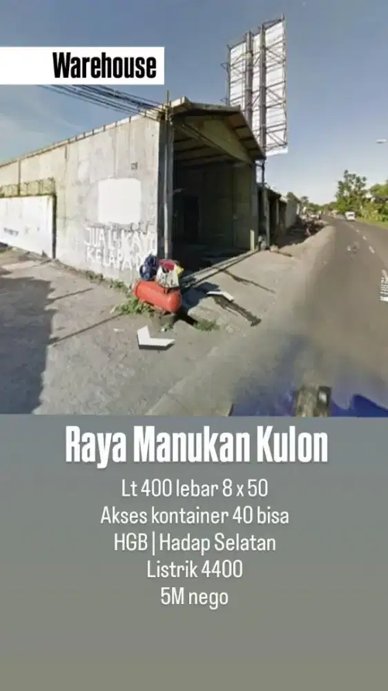 Raya Manukan. Sebelum Margomulyo. Akses kontainer. Tidak banjir