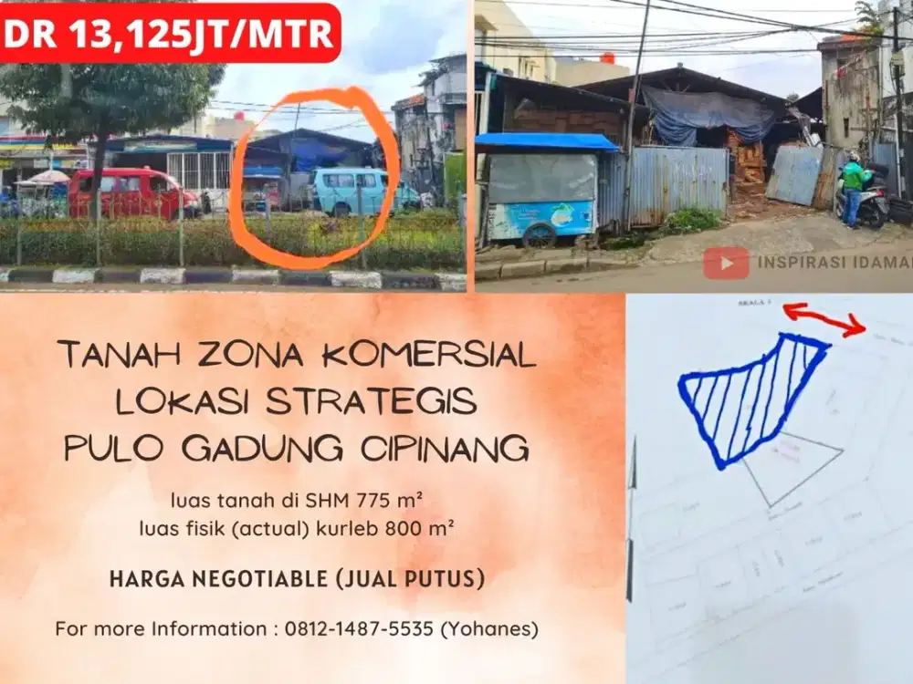 Tanah Zona Komersial Lokasi Strategis Pulo Gadung Cipinang