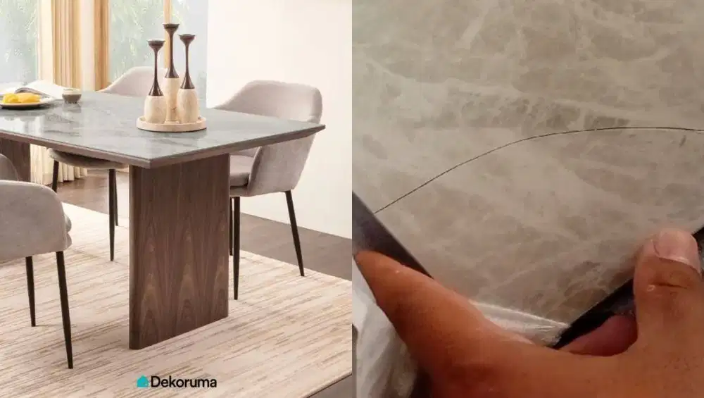 Heim Studio EIMI Meja Makan Ceramic - Kaki Walnut (Hanya Meja)
