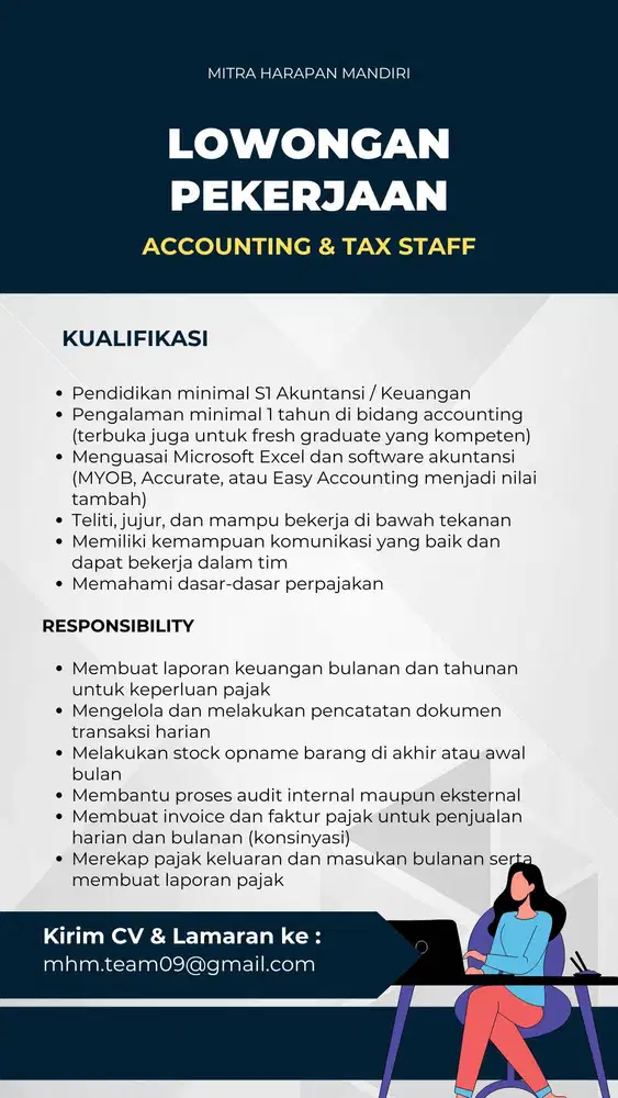 Lowongan Kerja Accounting dan Tax Officer