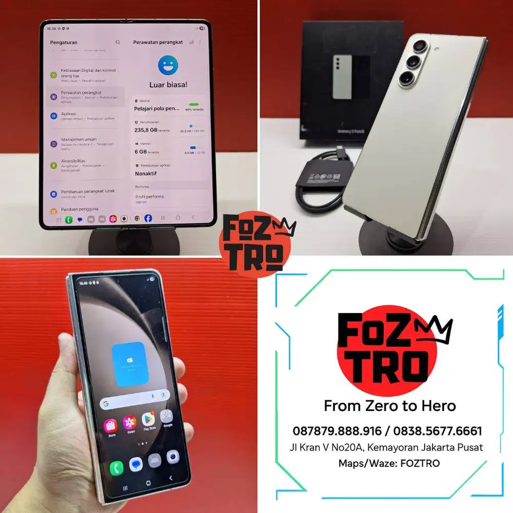 Samsung Galaxy Z Fold 5 12/256GB Cream Like New Fullset RESMI NO MINUS