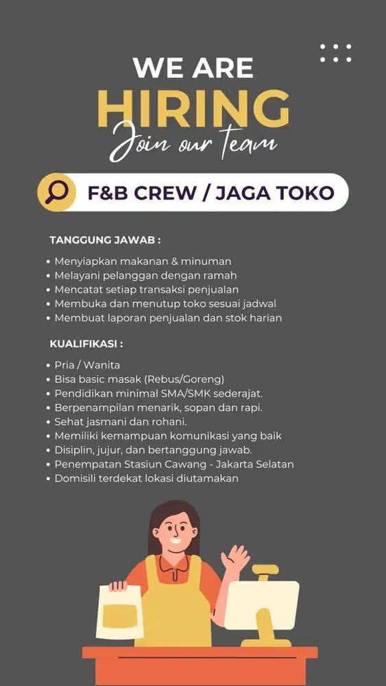 F&B crew / Jaga Toko
