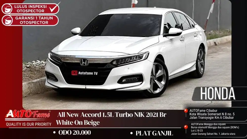 Honda All New Accord 1.5L Turbo NIK 2021 Br White On Beige