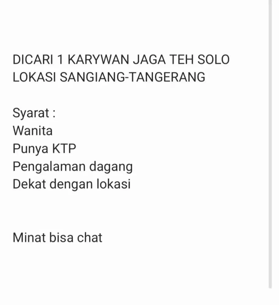 LOKER JAGA TEH SOLO