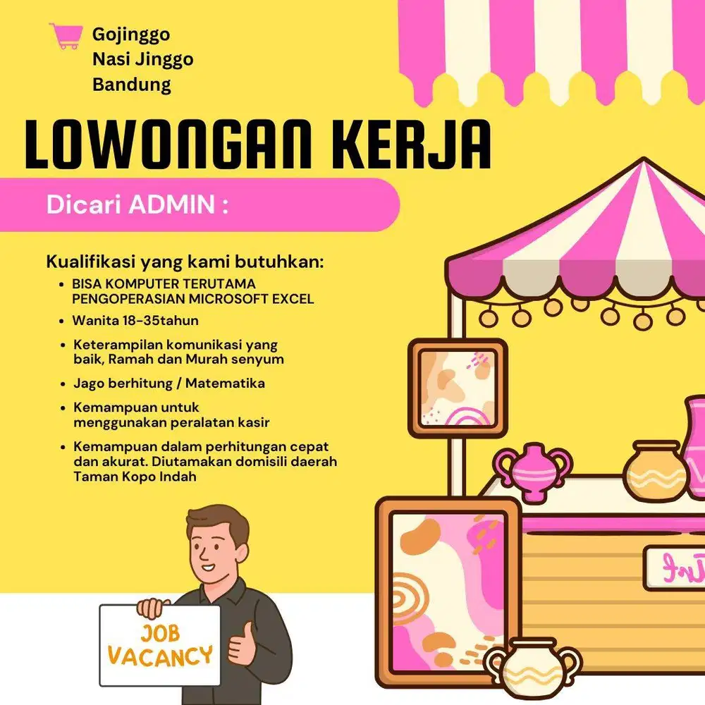 Dibutuhkan Admin dan tukang masak wilayah TKI