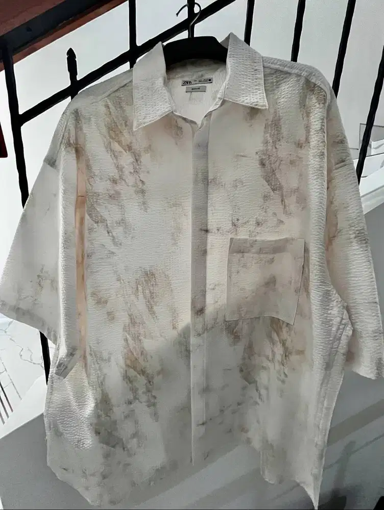 Zara Abstract Print Short Sleeve Shirt L-XL