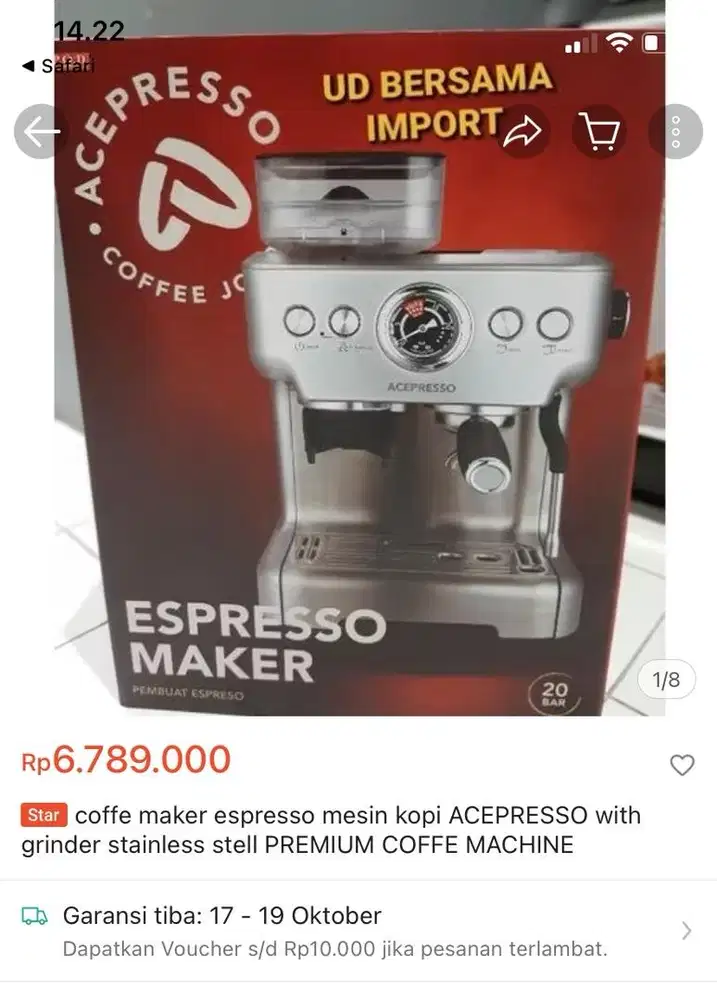 coffe maker espresso mesin kopi ACEPRESSO with grinder