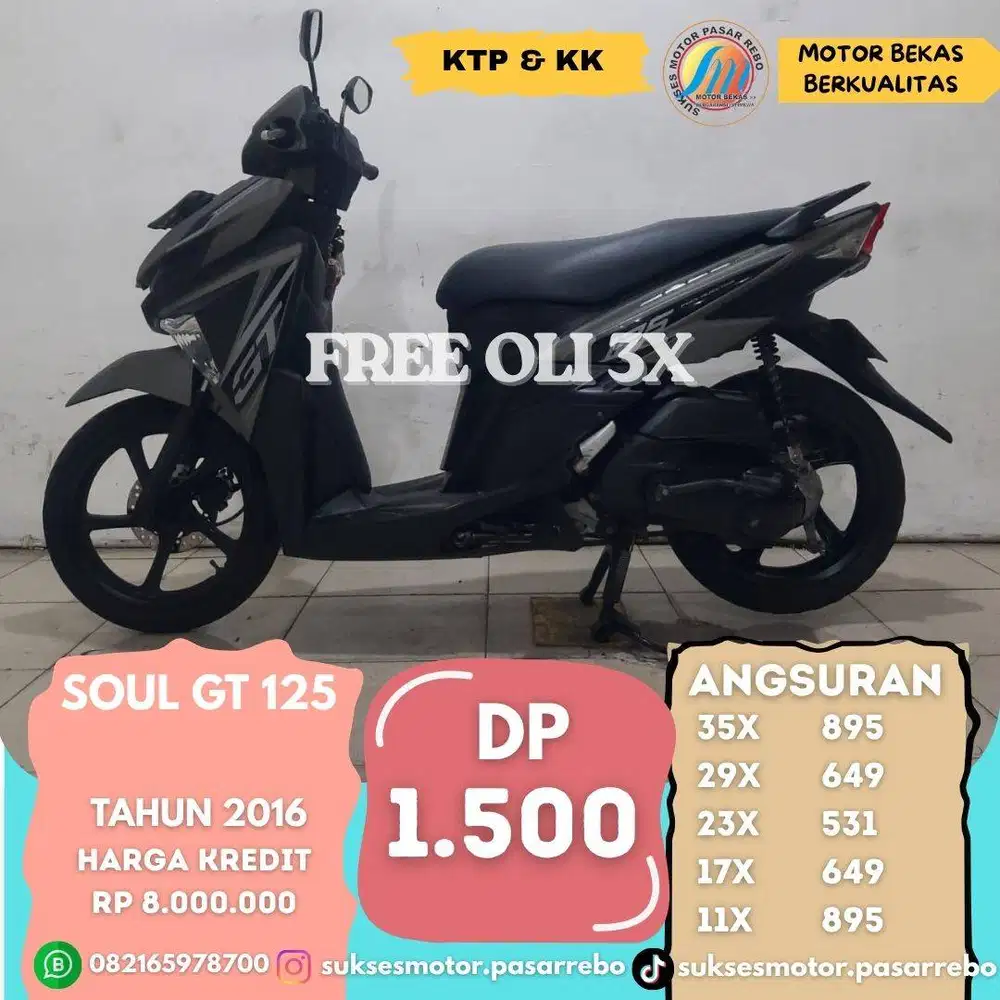 YAMAHA SOUL GT 125 TAHUN 2016 SIAP PAKAI, BERGARANSI, GRATIS SERVIS