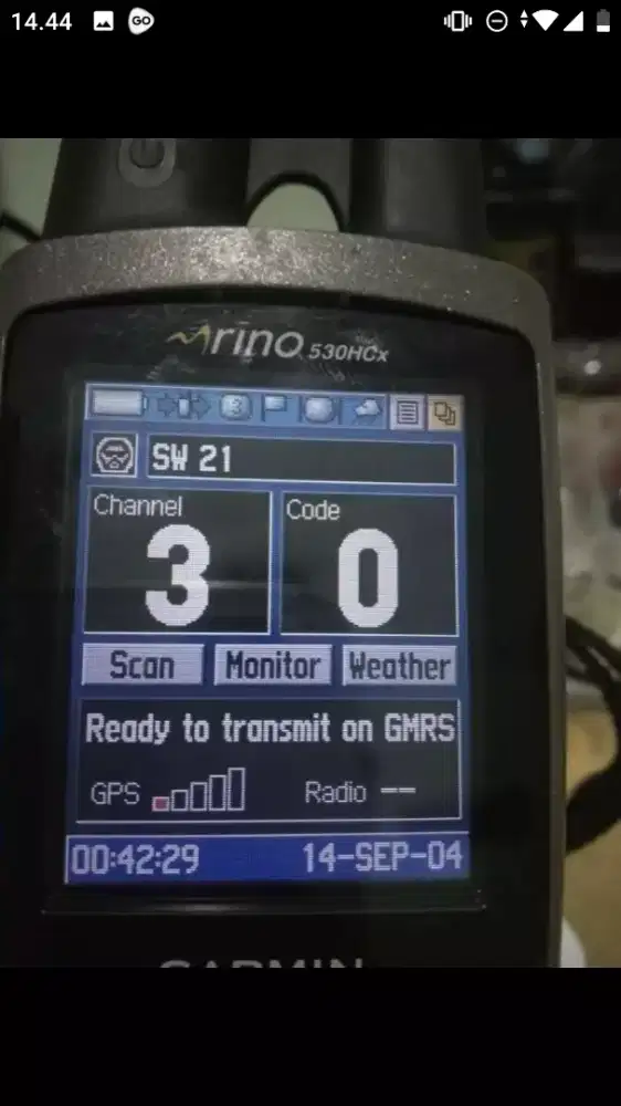 GPS Garmin Rino 530hcx hidup