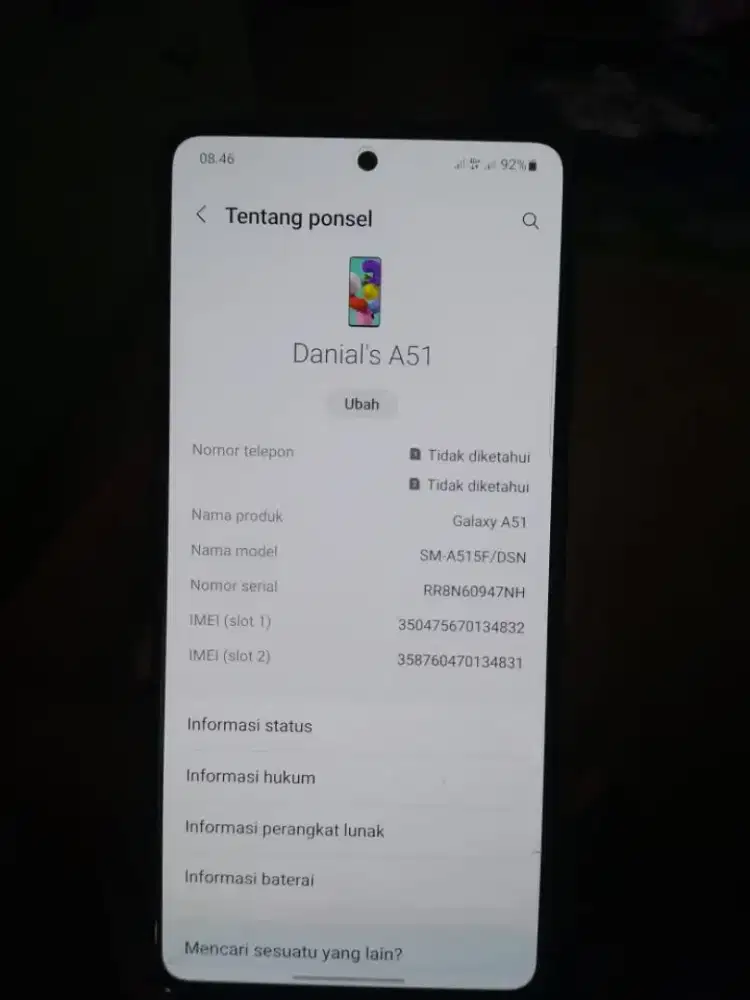 SAMSUNG A51 8+6/128 SIAP PAKE