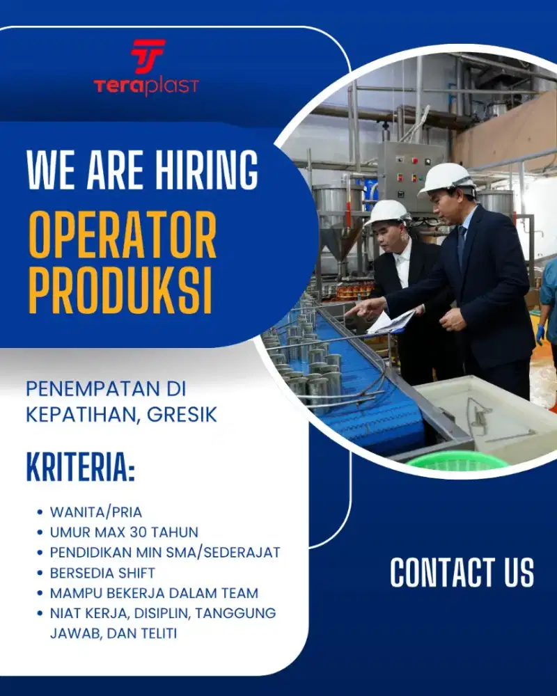 DIBUTUHKAN OPERATOR PRODUKSI