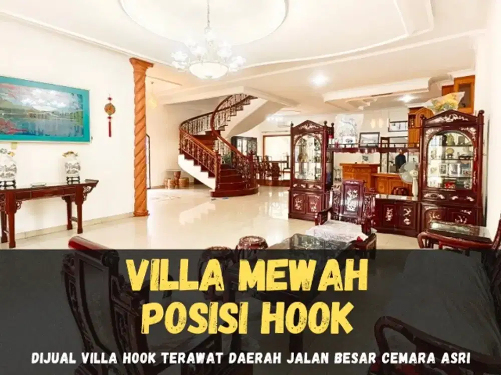 DIJUAL VILLA POSISI HOOK KOMPLEK CEMARA ASRI